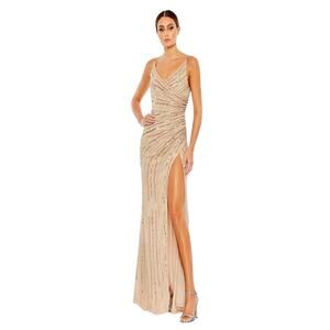 Mac Duggal Beige Maxi Dress